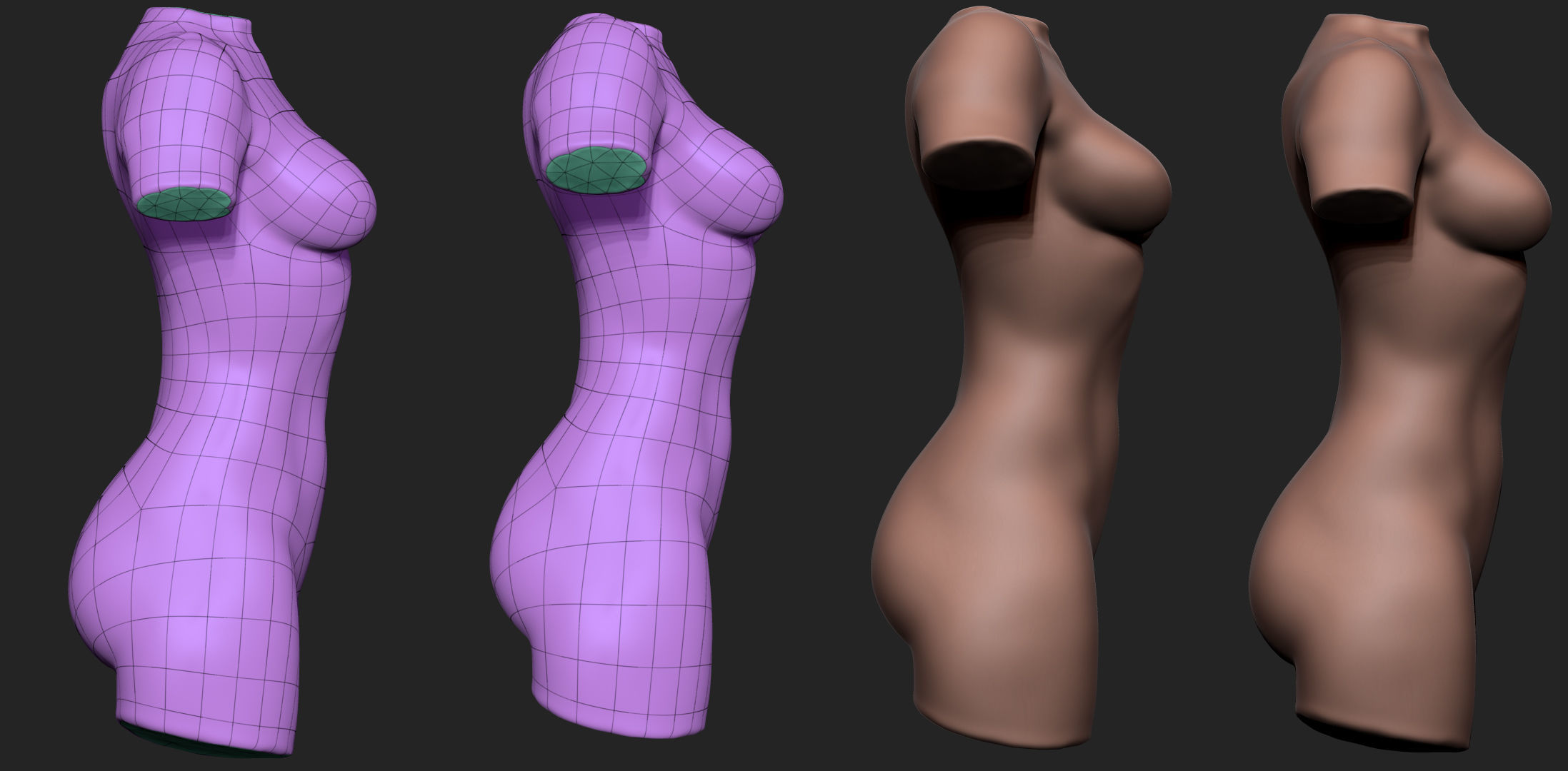 Female Torso Low-poly 3D model_3