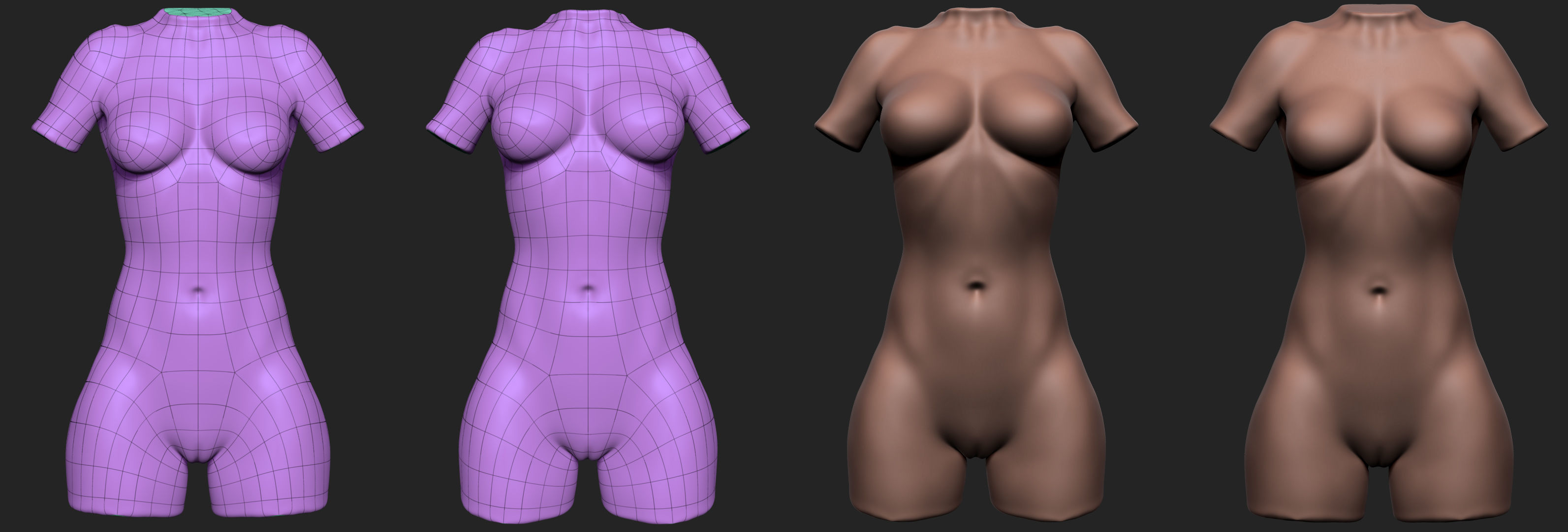 Female Torso Low-poly 3D model_2