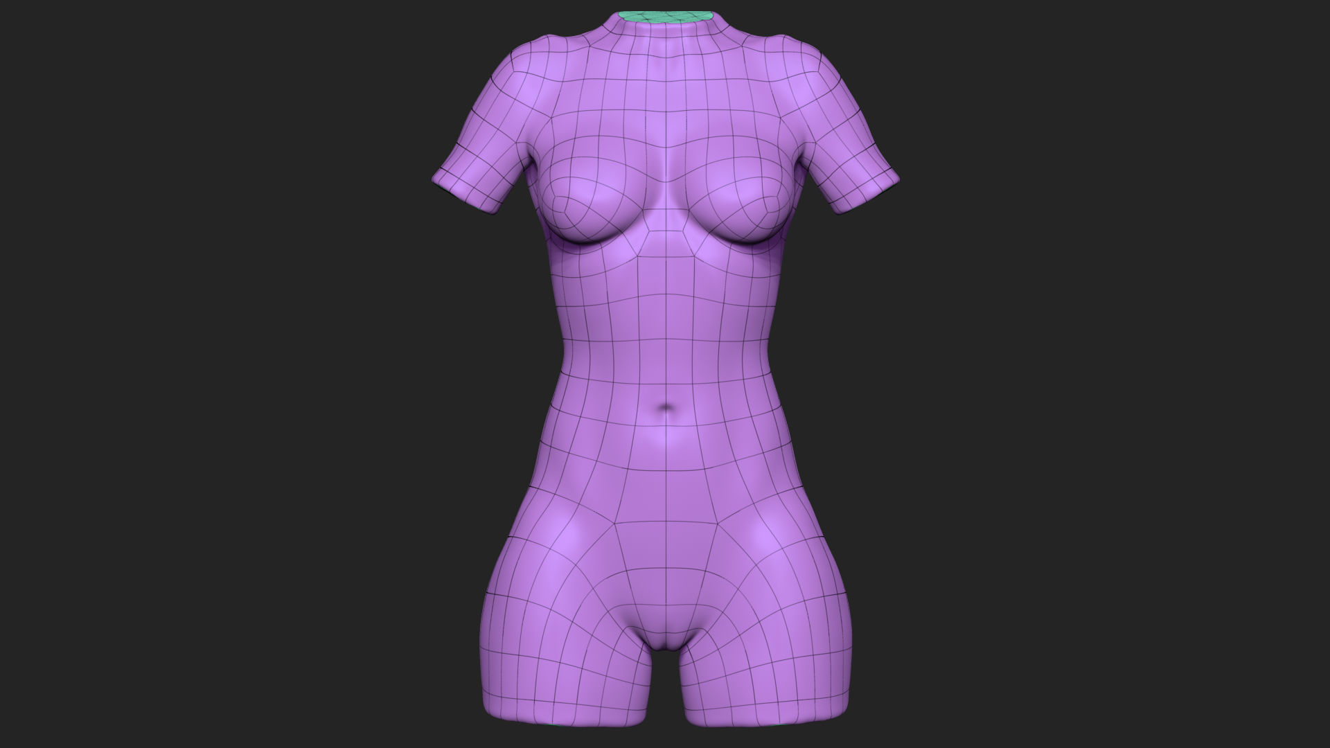 Female Torso Low-poly 3D model_5