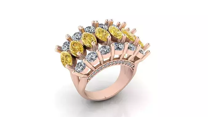 round and marquise high jewelry ring 