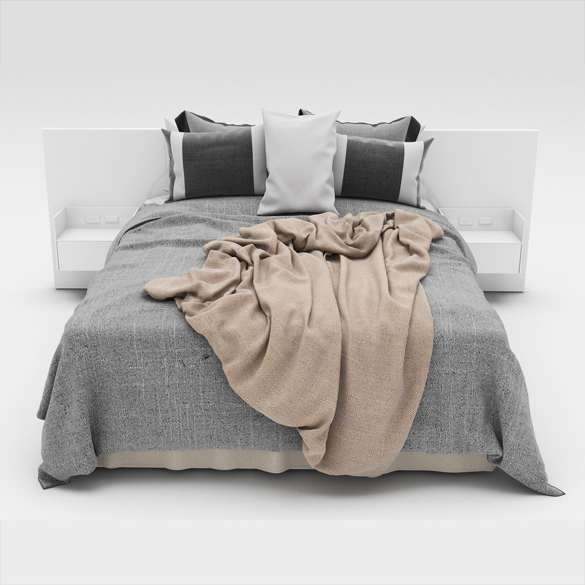 Bed collection 41 Low-poly 3D model_3