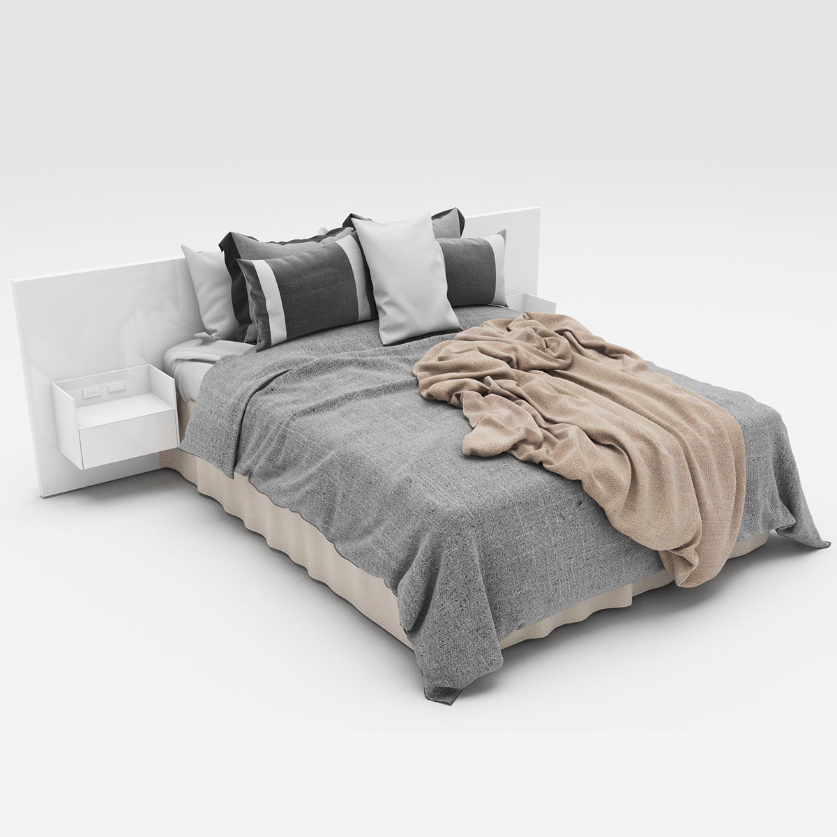 Bed collection 41 Low-poly 3D model_1