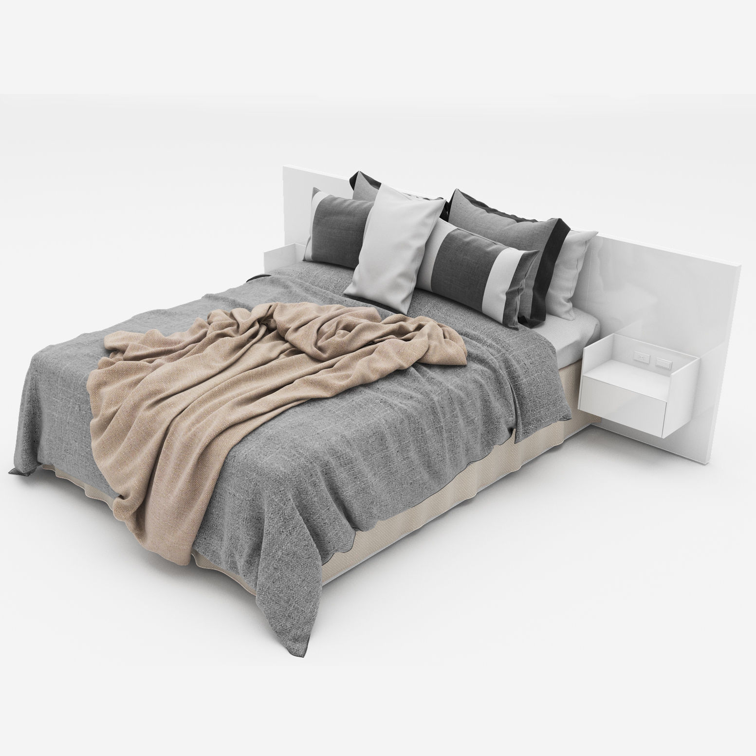Bed collection 41 Low-poly 3D model_2