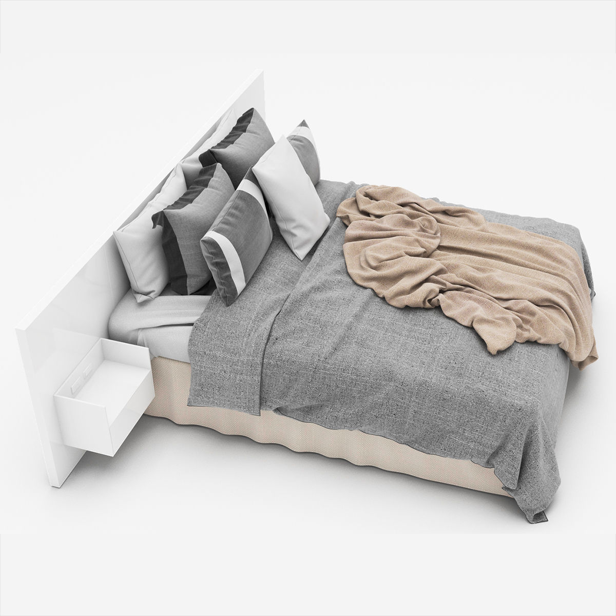 Bed collection 41 Low-poly 3D model_4