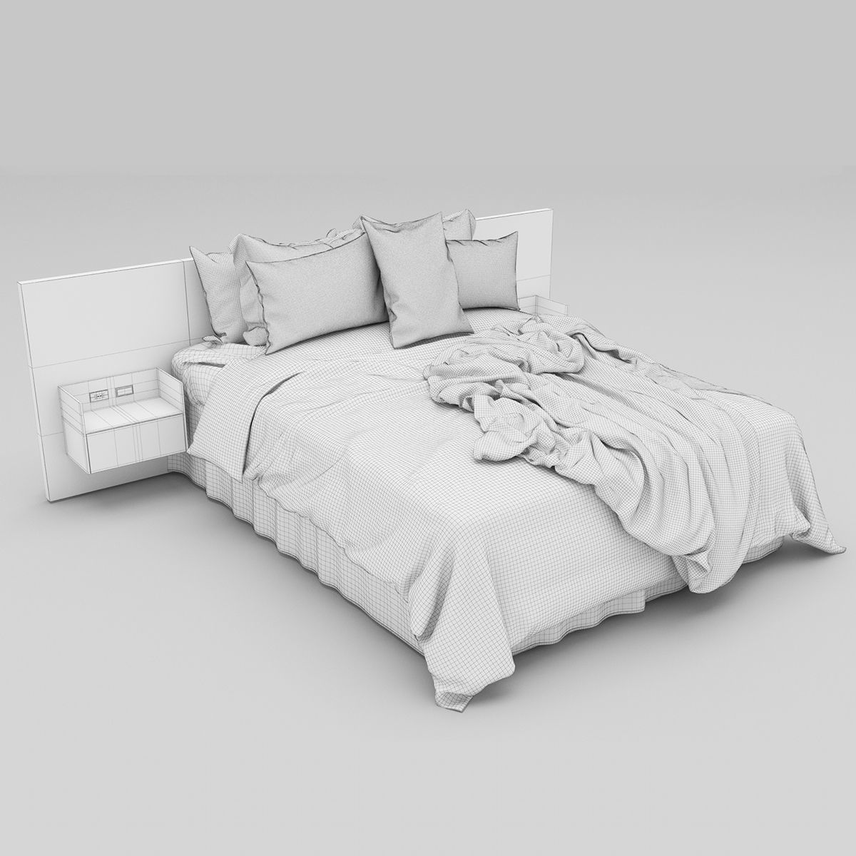 Bed collection 41 Low-poly 3D model_5
