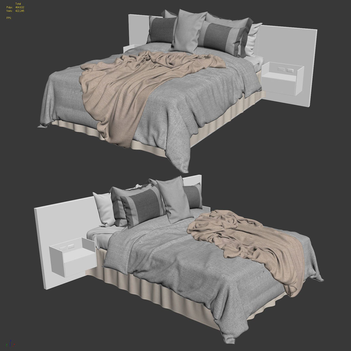 Bed collection 41 Low-poly 3D model_7