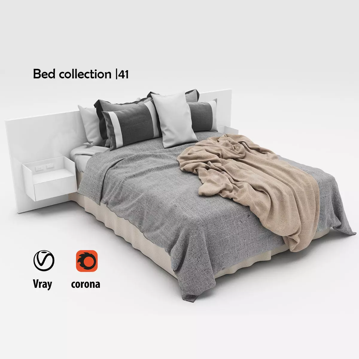 Bed collection 41 Low-poly 3D model_0