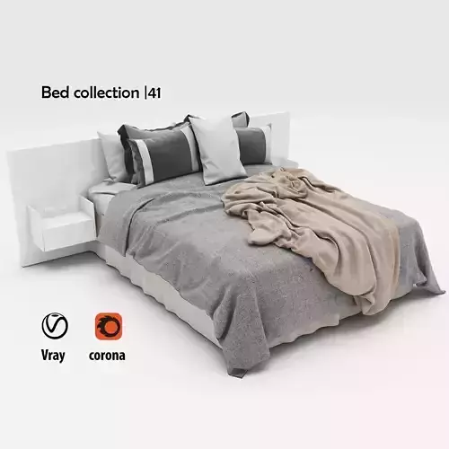 Bed collection 41 Low-poly 3D model