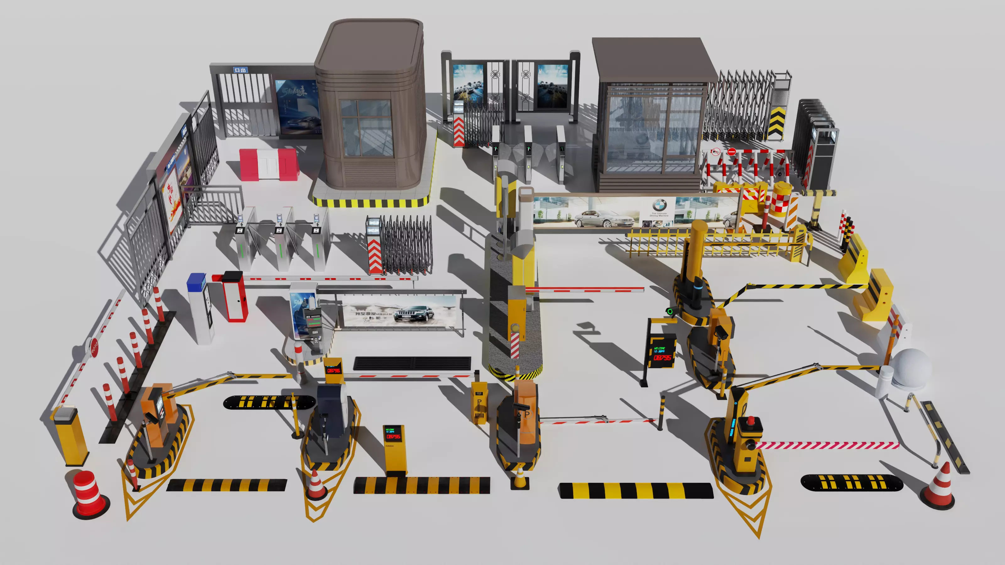 Road traffic signs set Low poly Low-poly 3D model 3D model