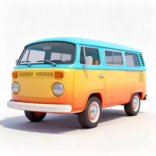 Stylized 3D Vintage Tropical Delivery Van