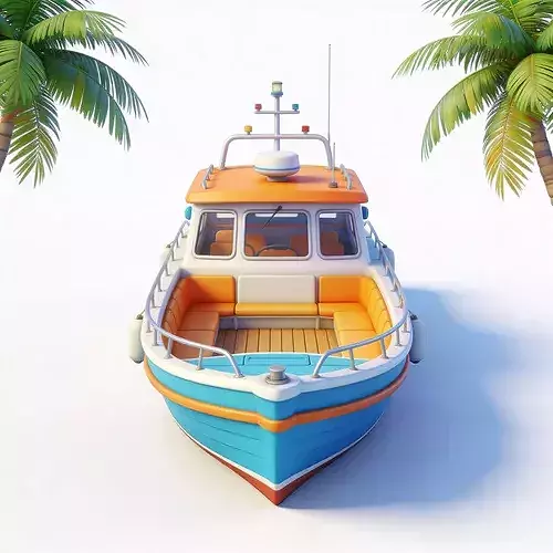 Stylized 3D Coastal Fishing Trawler Model