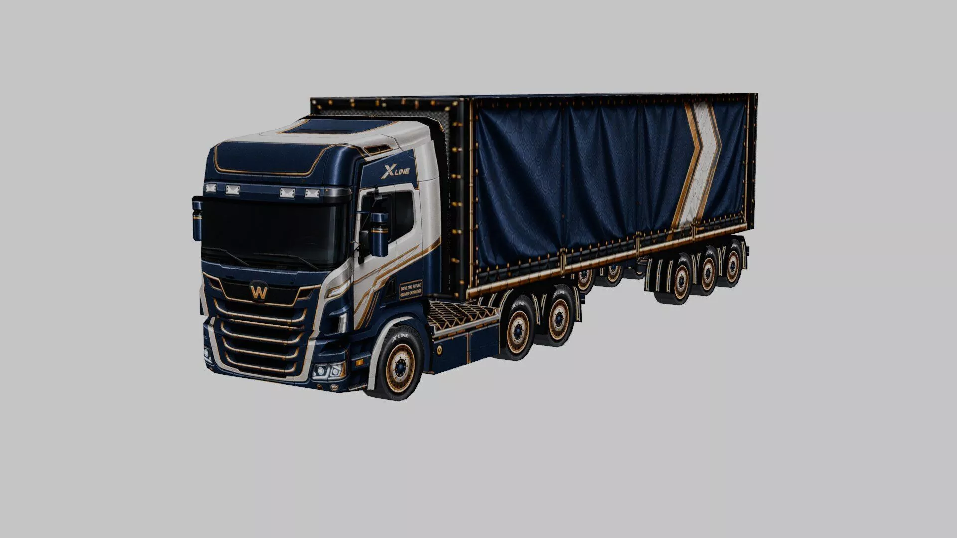 Cargo Semi Truck 3D Model 03 Low-poly 3D model