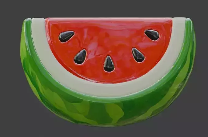 Stylized 3D Watermelon Slice Model Low-poly 3D model 7