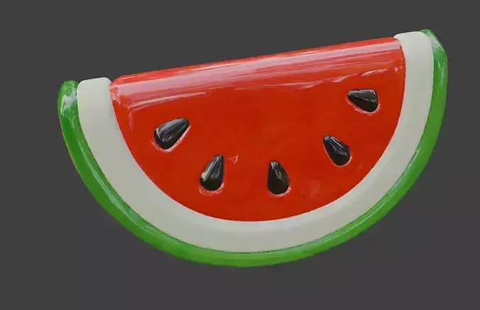 Stylized 3D Watermelon Slice Model Low-poly 3D model 2