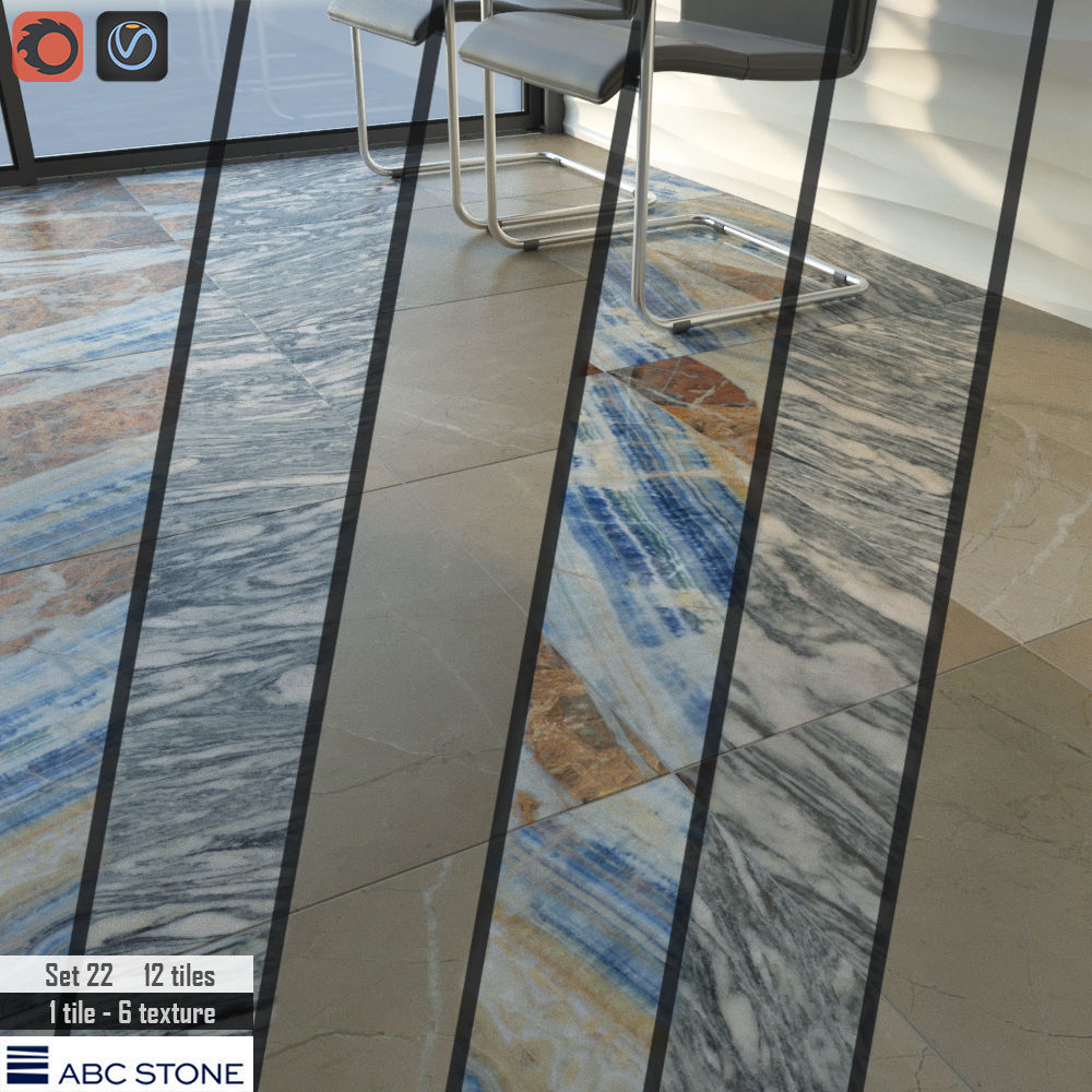 ABC Stone Set 3D model_1