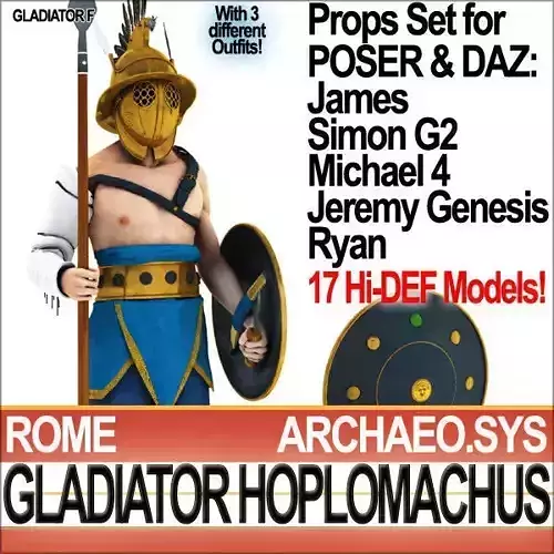 Roman Gladiator Hoplomachus Props Poser Daz 3D model