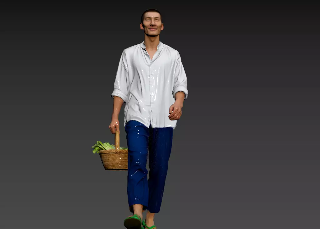 119- Chinese Style Scene - Rural Boy Selling Vegetables 2 3D model
