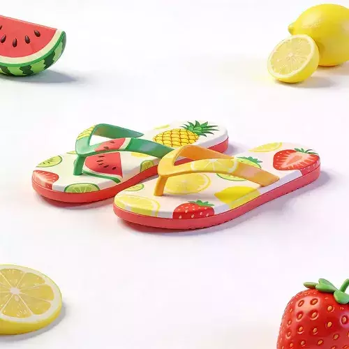 Stylized 3D Fruit Illustration Summer Flip-Flops