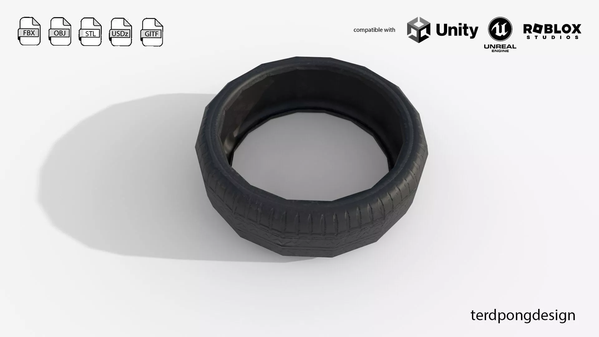 Low Poly Car Tire - Game Ready PBR Low-poly 3D model