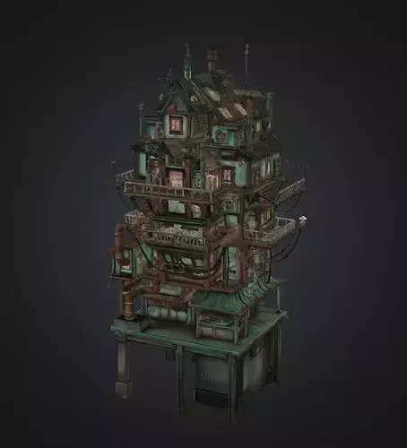 Stylized Steampunk Tower House