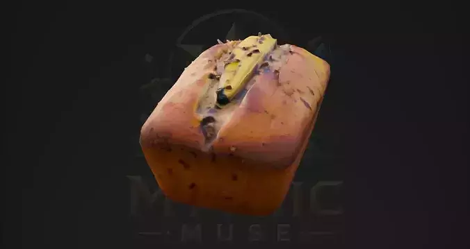 Low Poly Banana Bread 3D Model - Bakery Game Asset Low-poly 3D model 3