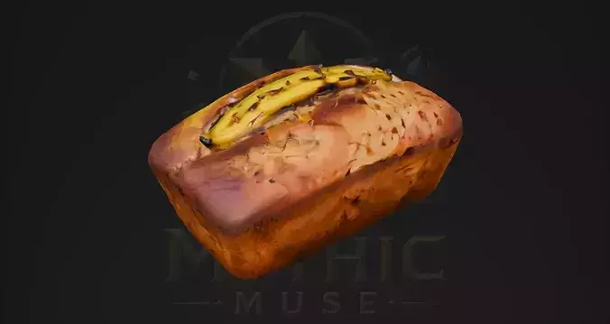 Low Poly Banana Bread 3D Model - Bakery Game Asset Low-poly 3D model
