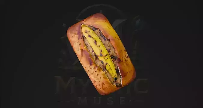 Low Poly Banana Bread 3D Model - Bakery Game Asset Low-poly 3D model 4