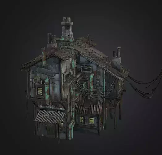 Fantasy Stacked Slum House - Medieval Wooden House