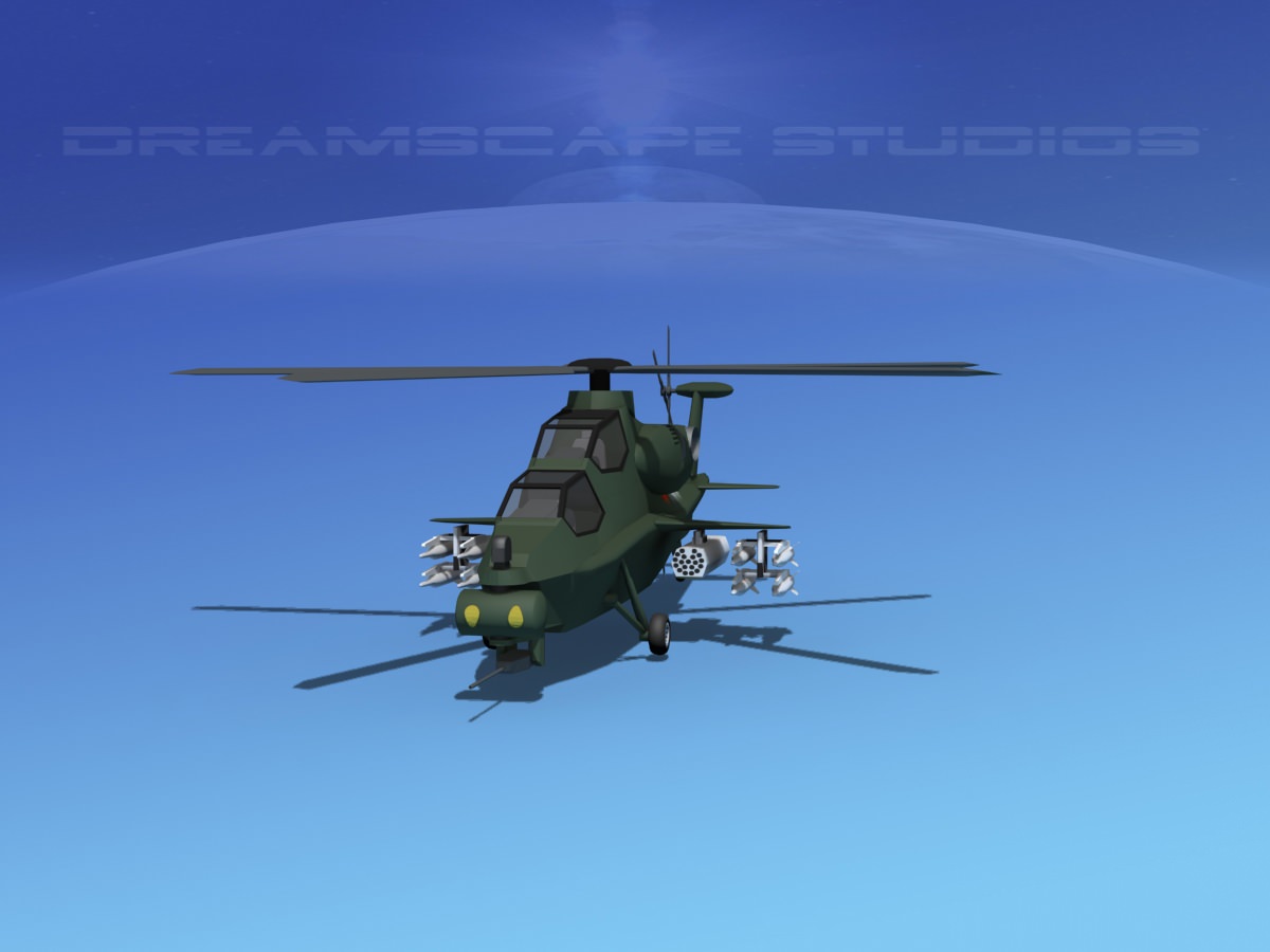 WZ-10 Attack Helicopter  Low-poly 3D model_2