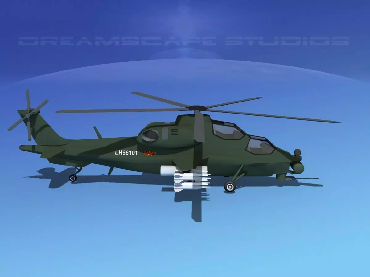 WZ-10 Attack Helicopter  Low-poly 3D model_0