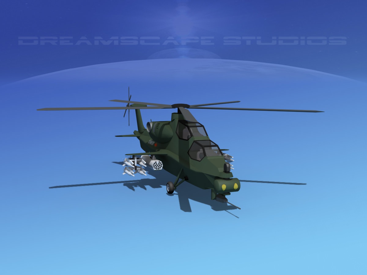 WZ-10 Attack Helicopter  Low-poly 3D model_3