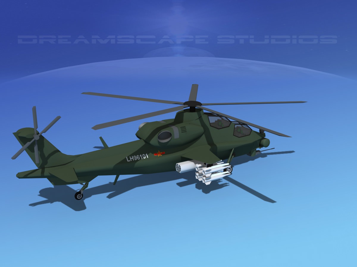 WZ-10 Attack Helicopter  Low-poly 3D model_5