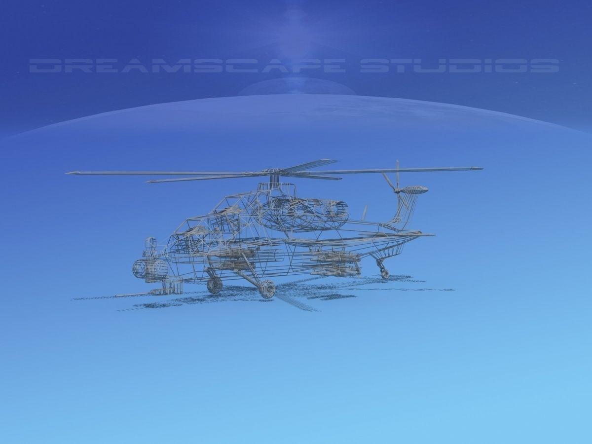 WZ-10 Attack Helicopter  Low-poly 3D model_11