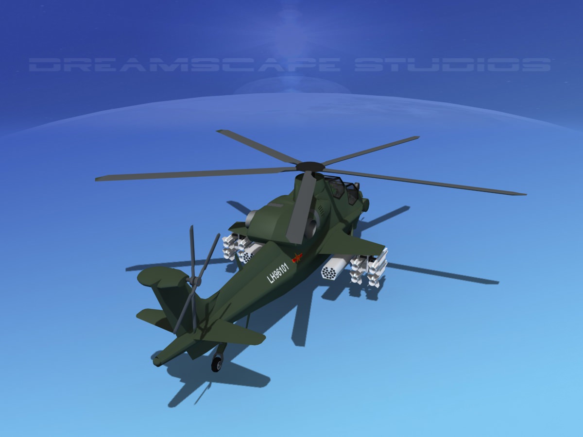WZ-10 Attack Helicopter  Low-poly 3D model_6