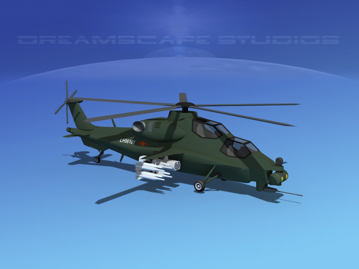 WZ-10 Attack Helicopter  Low-poly 3D model_4