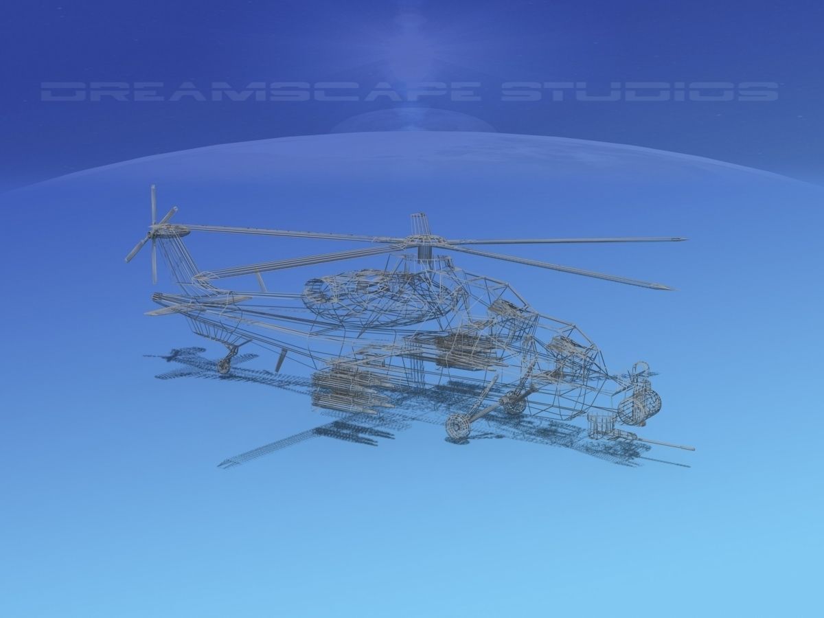 WZ-10 Attack Helicopter  Low-poly 3D model_12