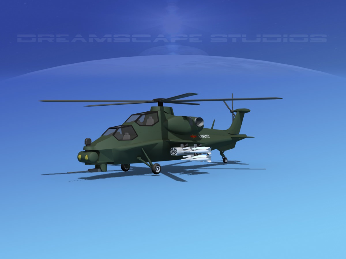 WZ-10 Attack Helicopter  Low-poly 3D model_1