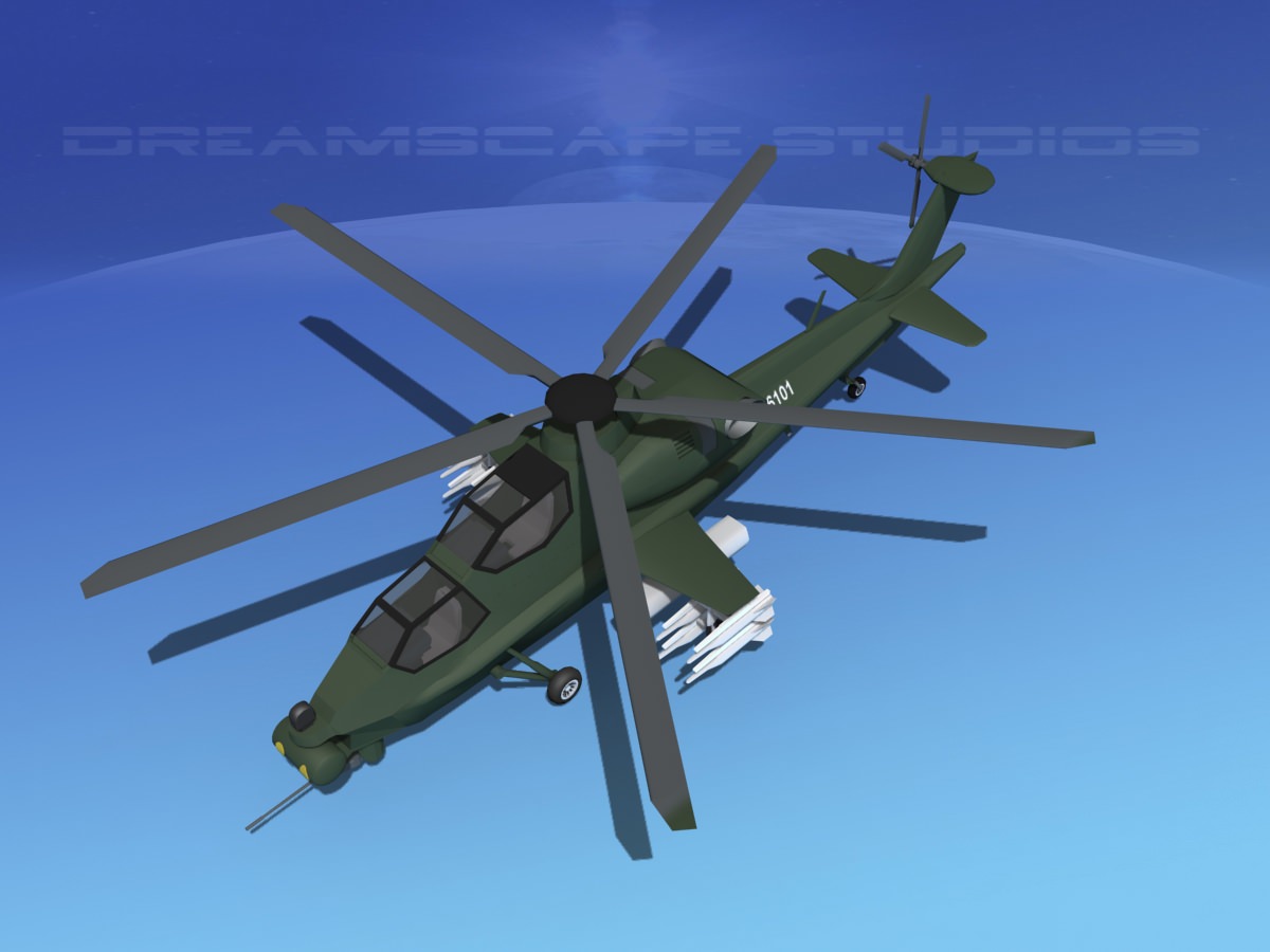 WZ-10 Attack Helicopter  Low-poly 3D model_10