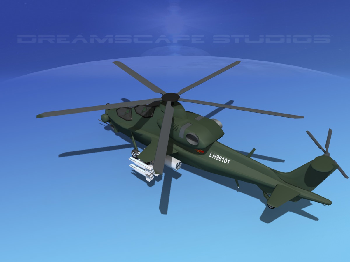 WZ-10 Attack Helicopter  Low-poly 3D model_8