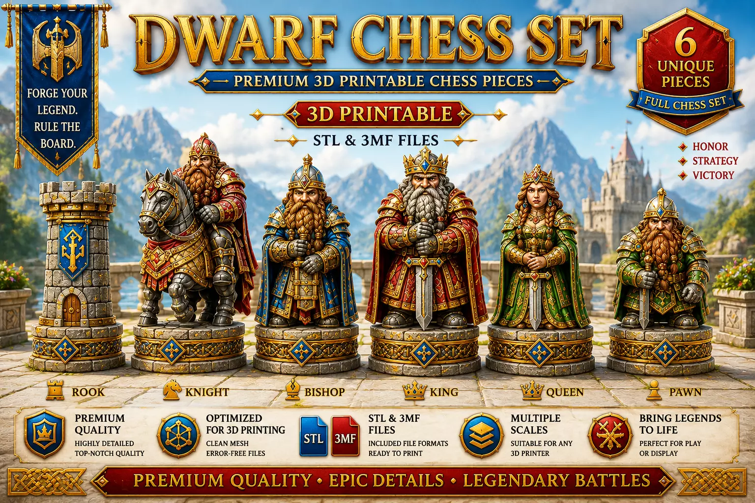 DWARF CHESS SET 3D print model