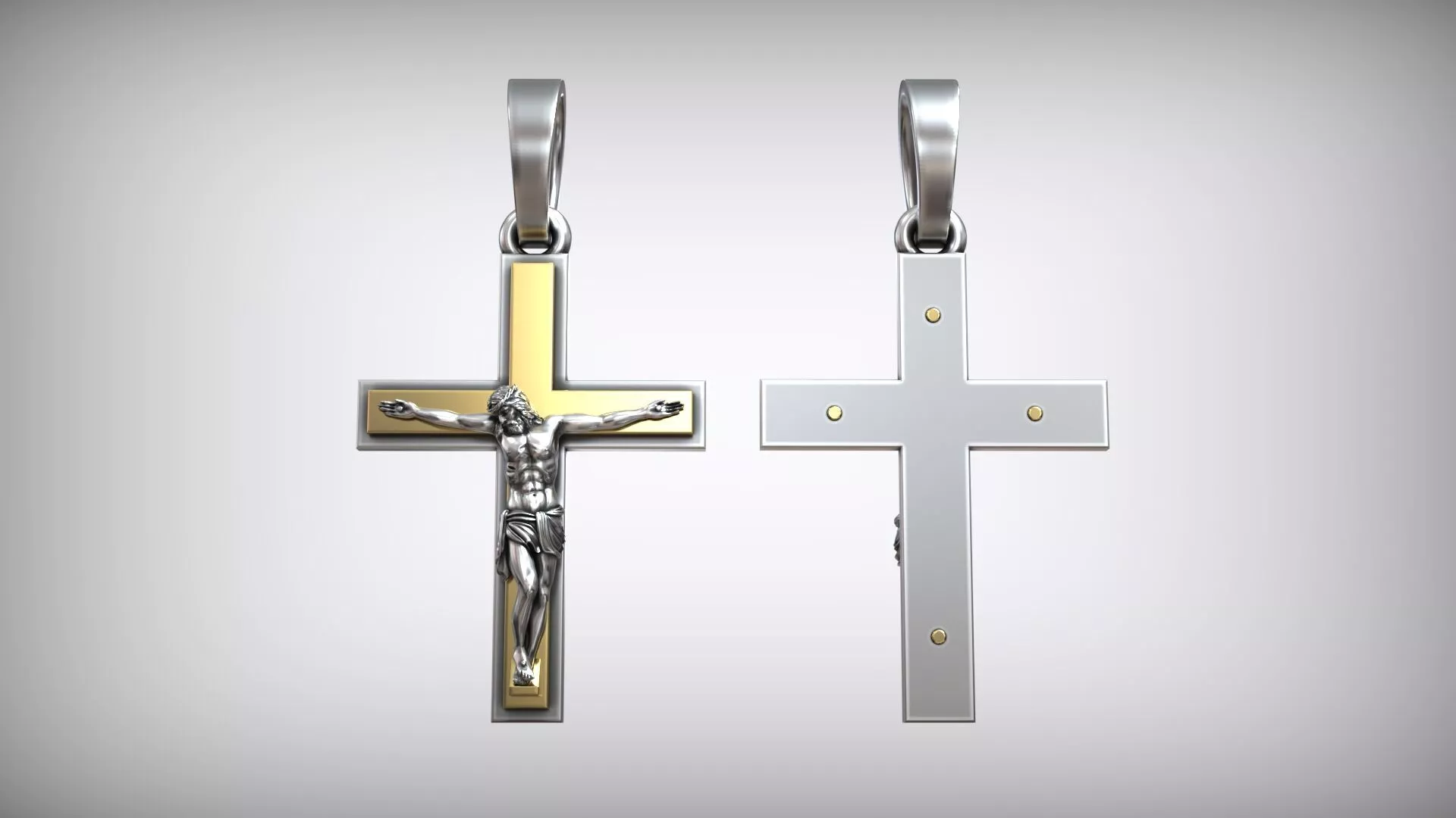 Jesus Christ Crucifix Minimalistic Catholic Cross Pendant 3D print model