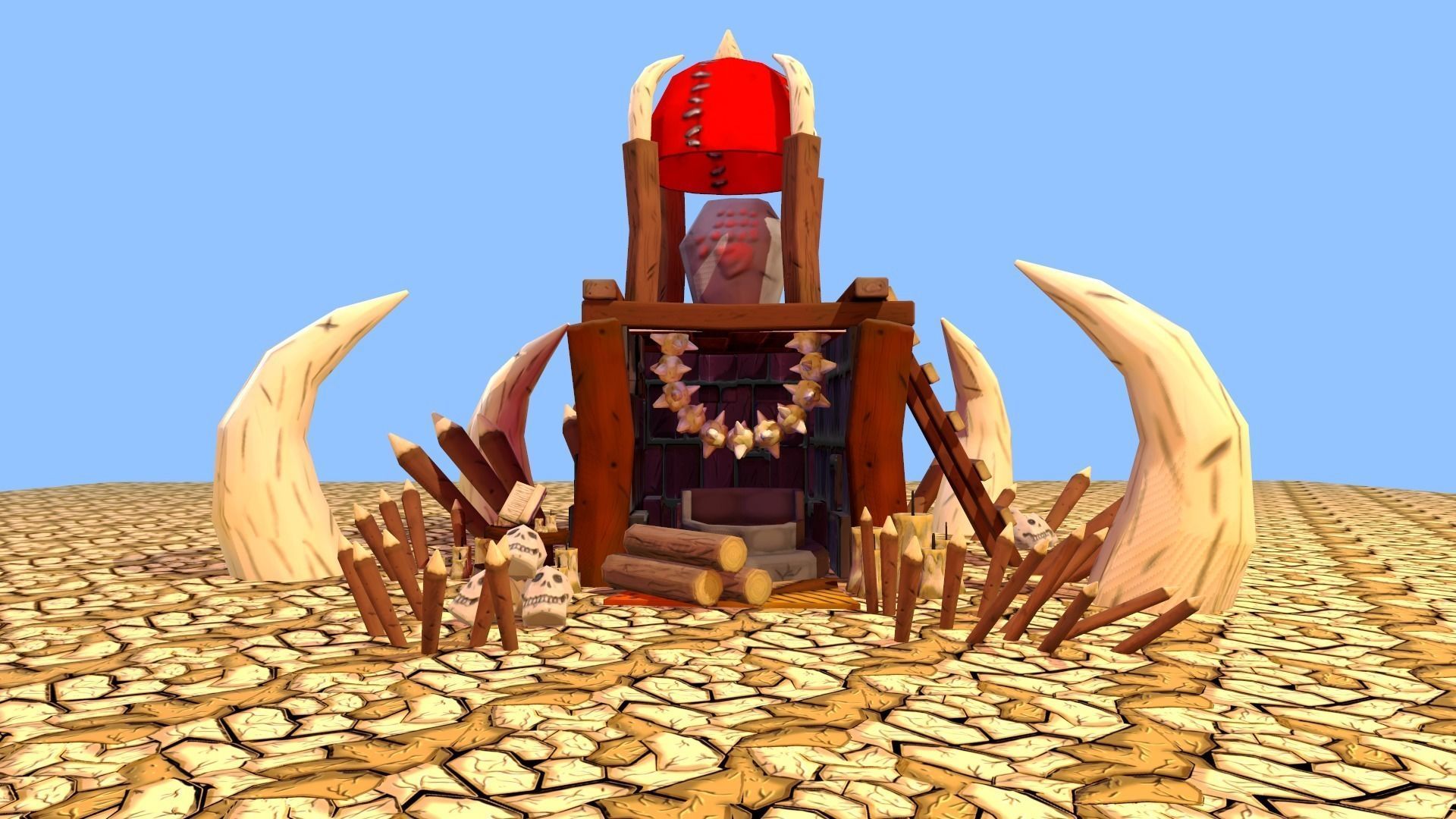 Stylized Orc Town - Vudoo Building Low-poly 3D model_5