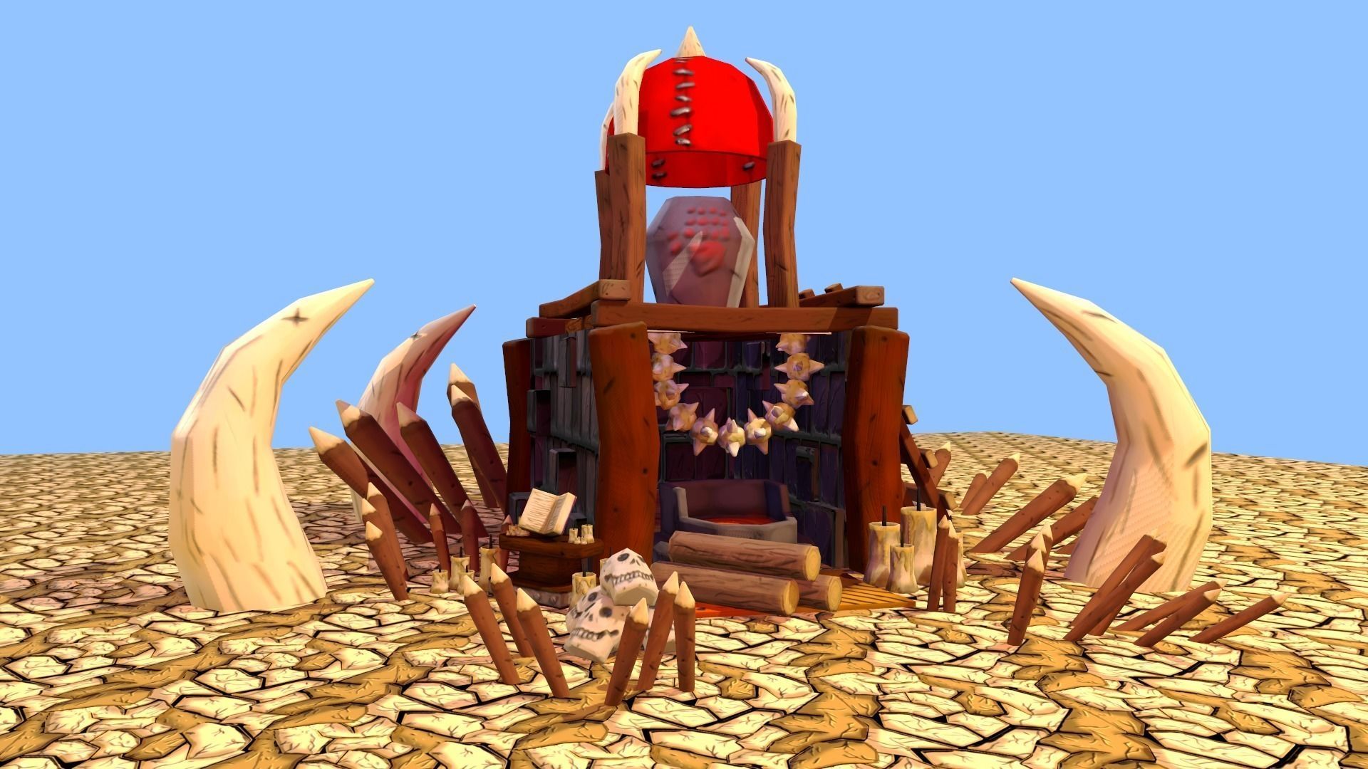 Stylized Orc Town - Vudoo Building Low-poly 3D model_0