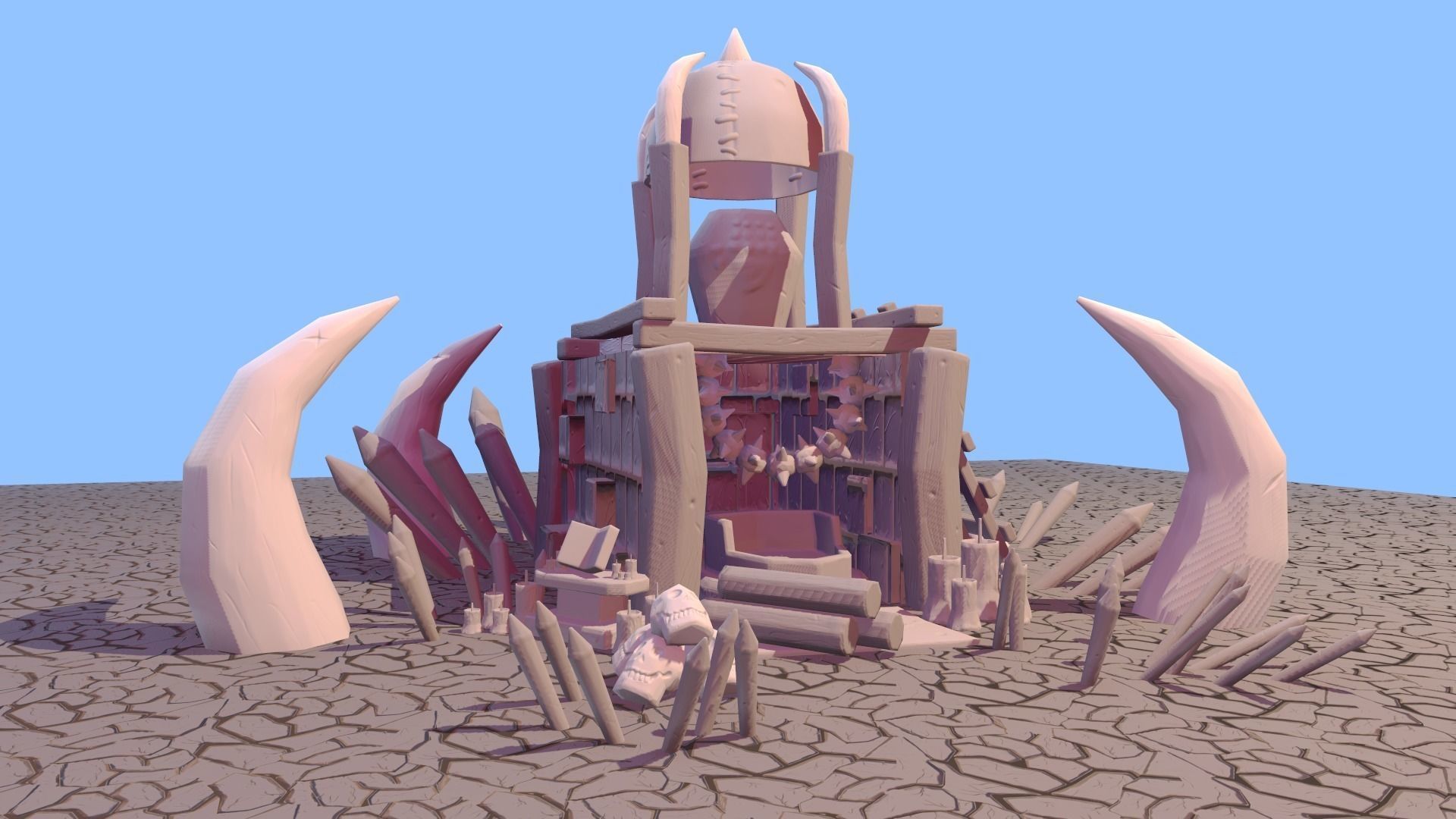 Stylized Orc Town - Vudoo Building Low-poly 3D model_1