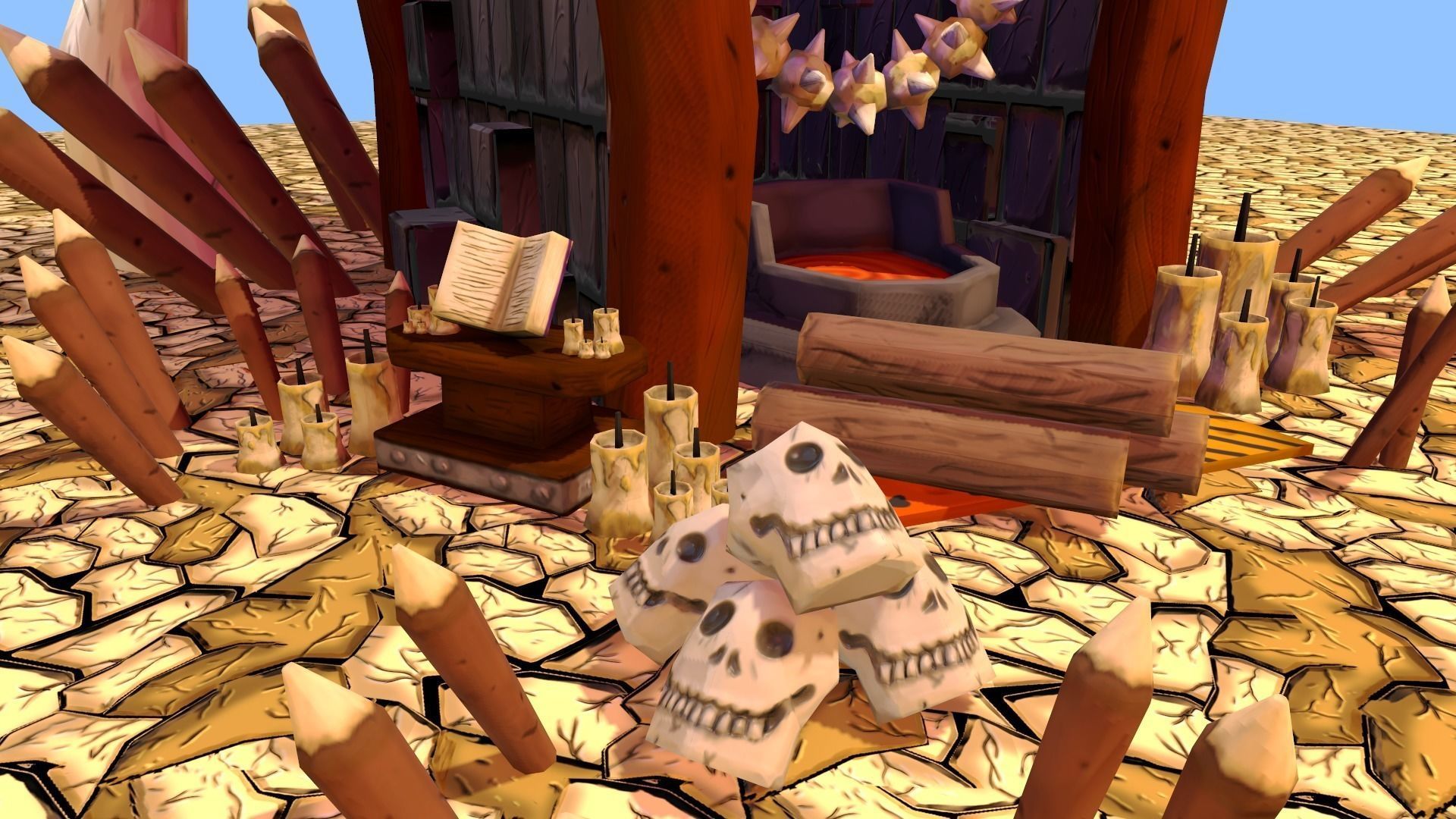 Stylized Orc Town - Vudoo Building Low-poly 3D model_3