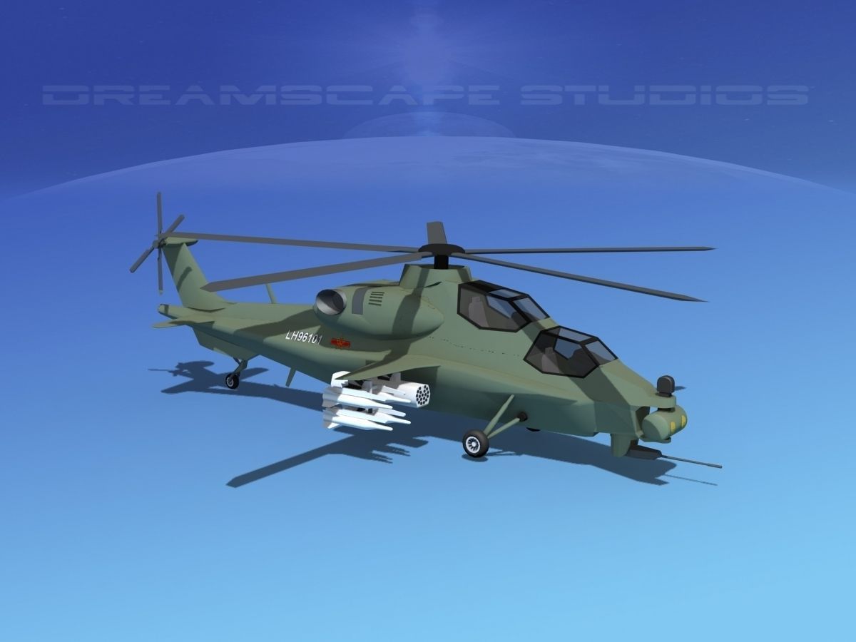 WZ-10 Attack Helicopter V01 Low-poly 3D model_2