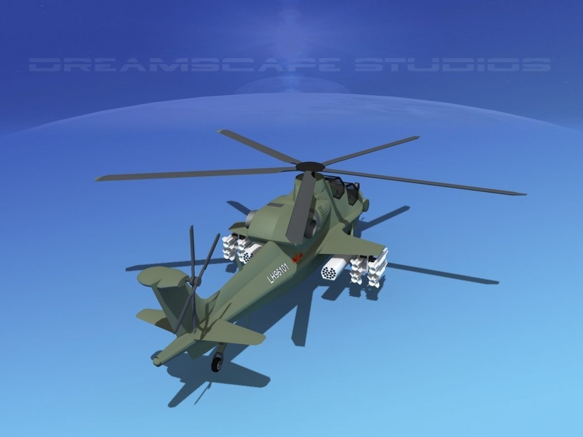 WZ-10 Attack Helicopter V01 Low-poly 3D model_6