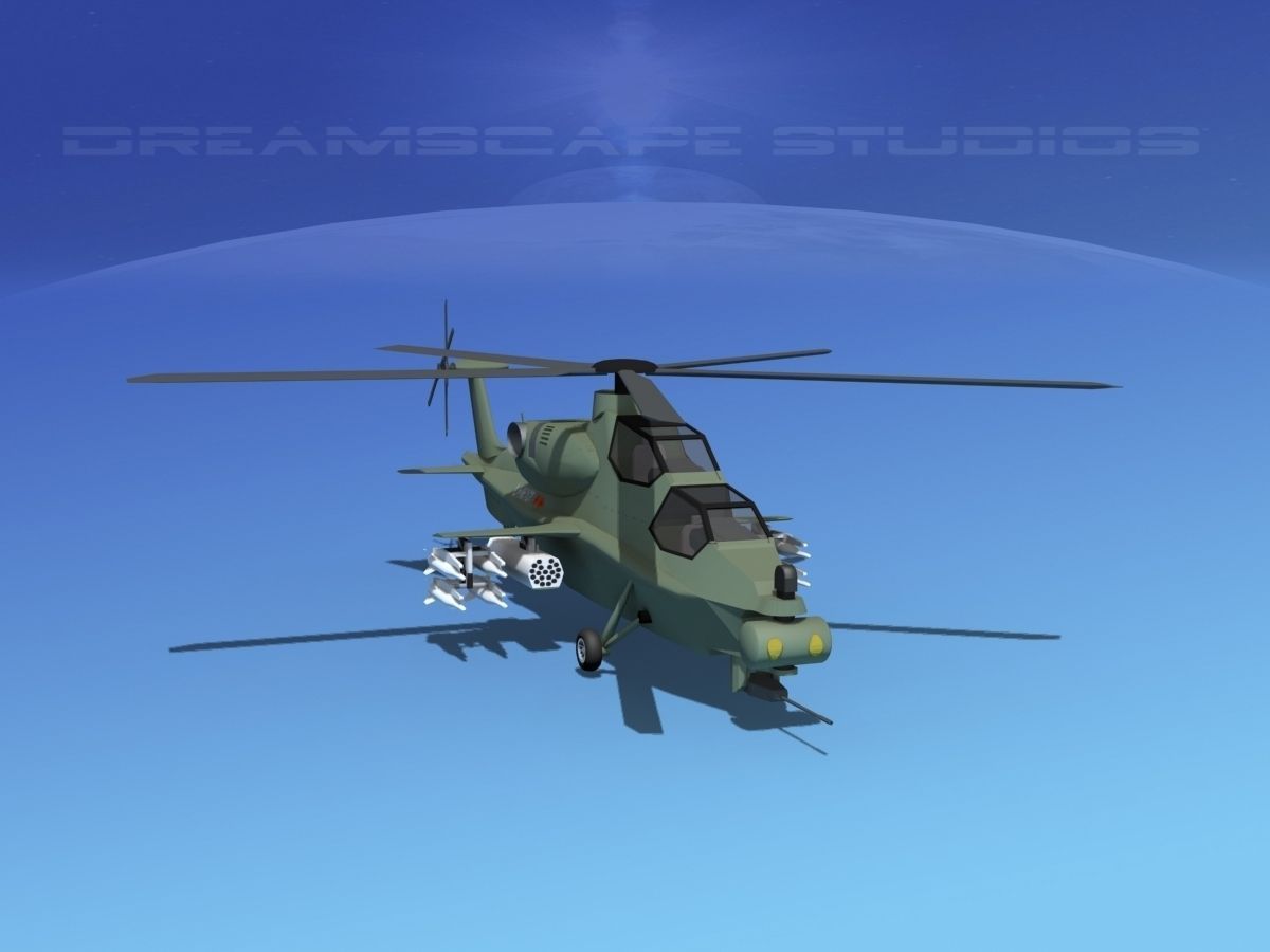 WZ-10 Attack Helicopter V01 Low-poly 3D model_3