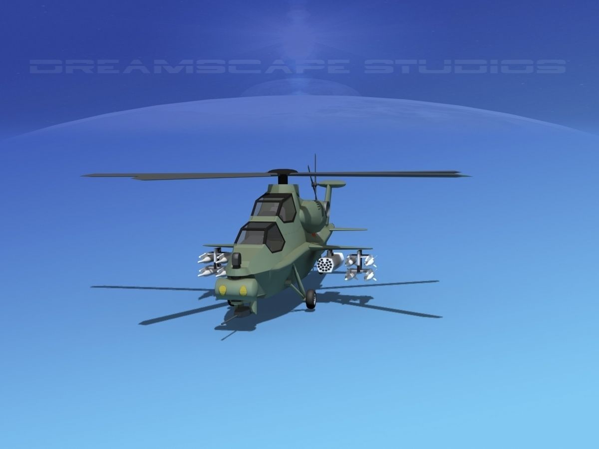 WZ-10 Attack Helicopter V01 Low-poly 3D model_1