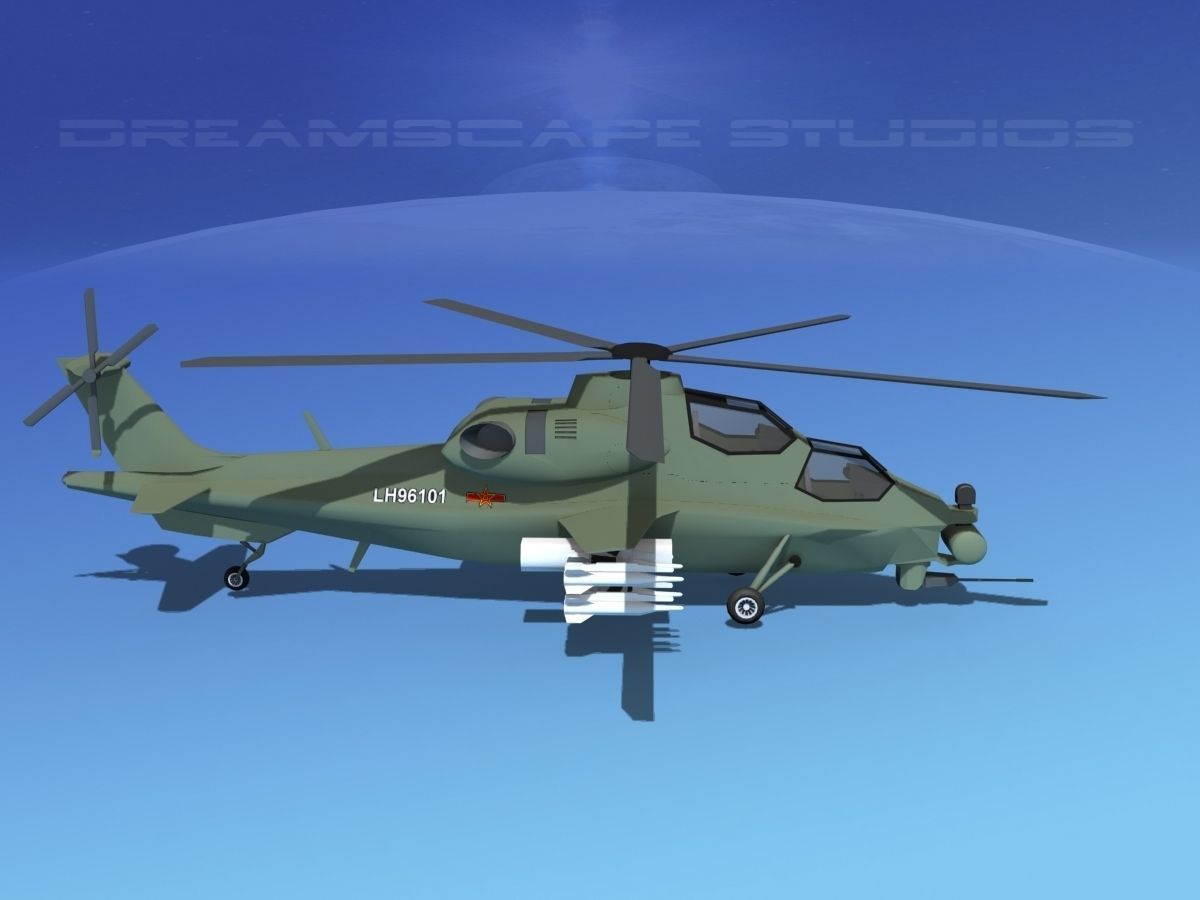 WZ-10 Attack Helicopter V01 Low-poly 3D model_4